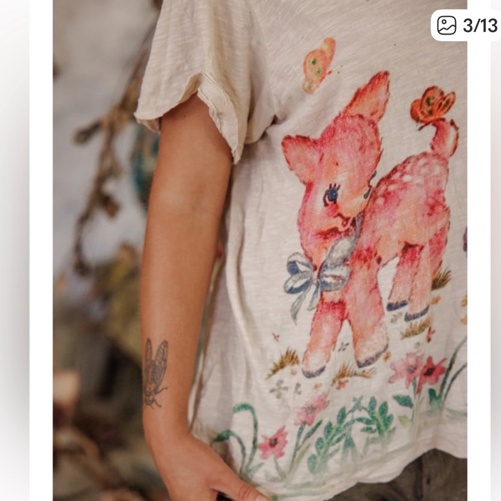 NWT🦌🦋🐦Magnolia Pearl 💯Cotton
Frolic Tee in One Size Fits Most - Picture 3 of 13